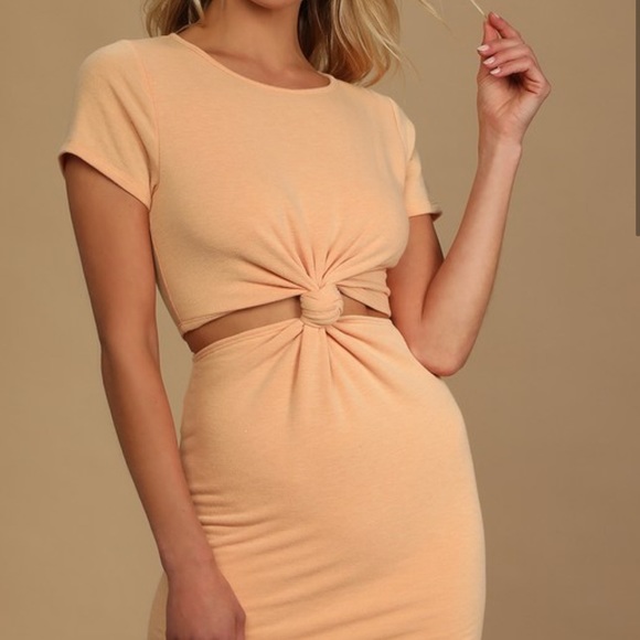 Lulus Orange Knotted Mini T-Shirt Cut Out Dress - Picture 3 of 12